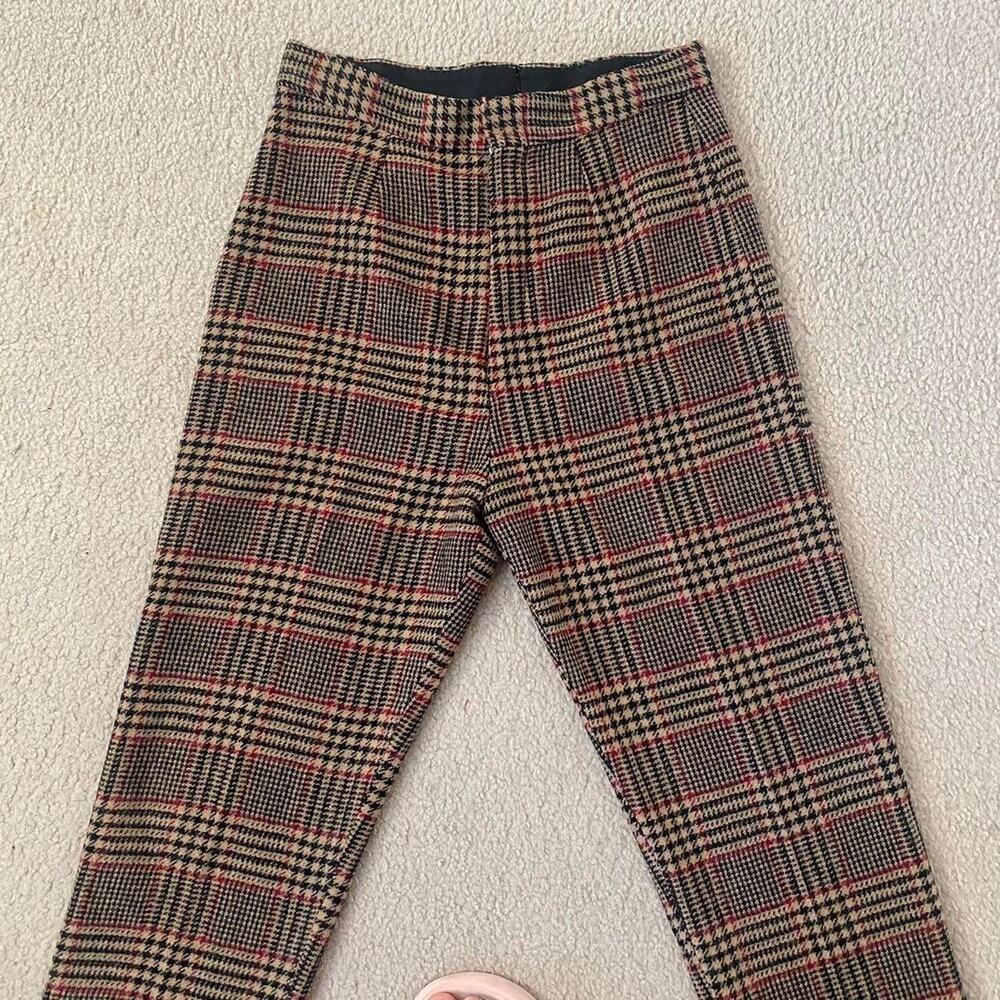 Vintage Brown Houndstooth Wool Pants